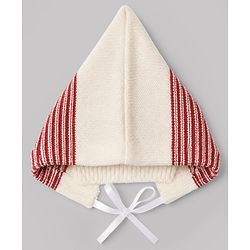 Babyhug Knit Full Sleeves Color Block Design Sweater Set with Cap & Booties - Maroon