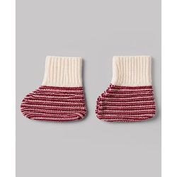 Babyhug Knit Full Sleeves Color Block Design Sweater Set with Cap & Booties - Maroon
