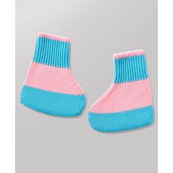 Babyhug Knit Full Sleeves Color Block Sweater Set With Cap & Booties -  White & Blue