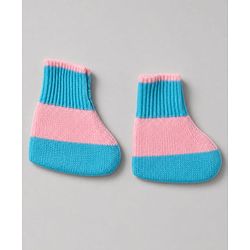 Babyhug Knit Full Sleeves Color Block Sweater Set With Cap & Booties -  White & Blue