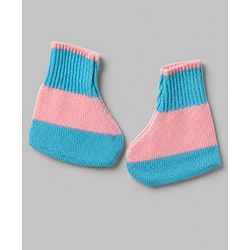 Babyhug Knit Full Sleeves Color Block Sweater Set With Cap & Booties -  White & Blue