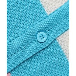 Babyhug Knit Full Sleeves Color Block Sweater Set With Cap & Booties -  White & Blue