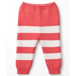 Babyhug Knit Full Sleeves Color Block Design Sweater Set with Cap & Booties - Coral