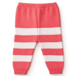 Babyhug Knit Full Sleeves Color Block Design Sweater Set with Cap & Booties - Coral