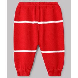 Babyhug Knit Full Sleeves Striped Sweater Set with Cap & Booties in Red