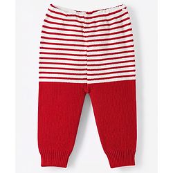 Babyhug Knit Full Sleeves Abstract Design Sweater Set with Cap & Booties - Red