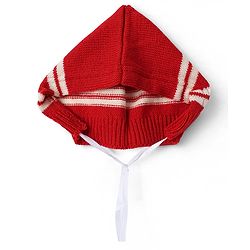 Babyhug Knit Full Sleeves Abstract Design Sweater Set with Cap & Booties - Red