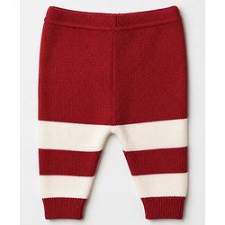 Babyhug Knit Full Length Sweater Set With Cap & Booties Full Sleeves and Striped Print in Maroon