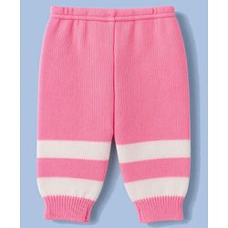 Babyhug Knit Full Sleeves Striped Sweater Set With Cap & Booties Set - Pink