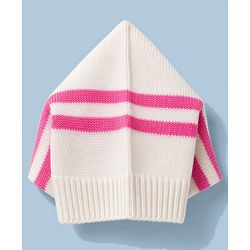 Babyhug Knit Full Sleeves Striped Sweater Set With Cap & Booties Set - Pink