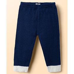 Babyhug Knit Full Sleeves Striped Sweater Set With Cap & Booties - Navy Blue