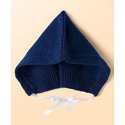 Babyhug Knit Full Sleeves Striped Sweater Set With Cap & Booties - Navy Blue