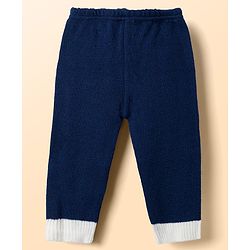 Babyhug Knit Full Sleeves Striped Sweater Set With Cap & Booties - Navy Blue