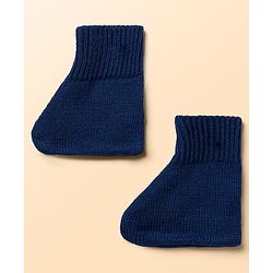 Babyhug Knit Full Sleeves Striped Sweater Set With Cap & Booties - Navy Blue
