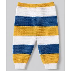 Babyhug Waffle Knit Full Sleeves Sweater Sets with Cap, Booties and Striped Design in Navy Blue