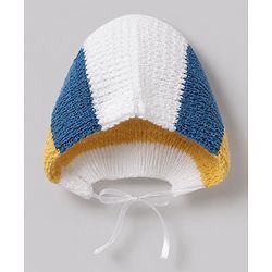 Babyhug Waffle Knit Full Sleeves Sweater Sets with Cap, Booties and Striped Design in Navy Blue