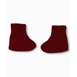 Babyhug Knit Full Sleeves Sweater Set With Cap & Booties - Marron
