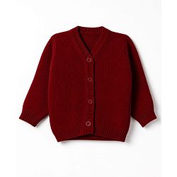 Babyhug Knit Full Sleeves Sweater Set With Cap & Booties - Marron