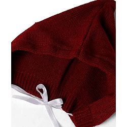 Babyhug Knit Full Sleeves Sweater Set With Cap & Booties - Marron