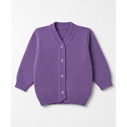 Babyhug Knit Full Sleeves Sweater Set with Cap & Booties - Purple