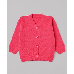 Babyhug Knit Full Sleeves Sweater Set with Cap & Booties in Dark Pink