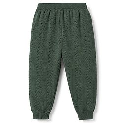 Babyhug 100% Cotton Knit Full Length Solid Colour Jogger Fit Lounge Pant - Olive