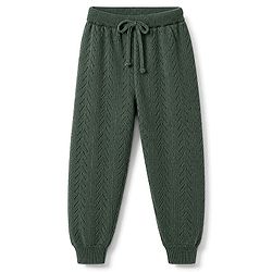 Babyhug 100% Cotton Knit Full Length Solid Colour Jogger Fit Lounge Pant - Olive