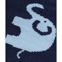 Babyhug 100% Cotton Knit Full Sleeves Winter Wear Romper With Elephant Design - Navy Blue