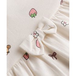 Babyhug Single Jersey Knit Half Sleeves Frock With Floral Print & Bow Applique Pack Of 2 - Pink & White