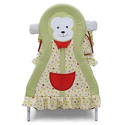 Babyhug Monkey Print Cradle with Mosquito Net and Swing Lock function - Green| Storage Basket| Wheels with Lock| Easy Assembly