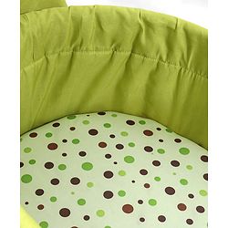 Babyhug Froggy Print Cradle with Mosquito Net and Swing Lock function - Green| Storage Basket| Wheels with Lock| Easy Assembly