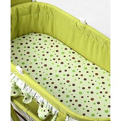 Babyhug Froggy Print Cradle with Mosquito Net and Swing Lock function - Green| Storage Basket| Wheels with Lock| Easy Assembly