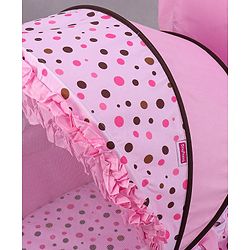 Babyhug Froggy Print Cradle with Mosquito Net and Swing Lock function - Green| Storage Basket| Wheels with Lock| Easy Assembly
