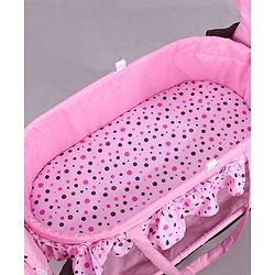 Babyhug Froggy Print Cradle with Mosquito Net and Swing Lock function - Green| Storage Basket| Wheels with Lock| Easy Assembly