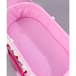 Babyhug Lion Print 2 in 1 Cradle cum bassinet with Mosquito Net and Swing Lock function - Pink