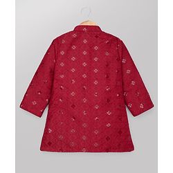 Babyhug Georgette Woven Full Sleeves Kurta and Pyjama Set With Sequins Embroidery - Maroon