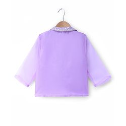 Babyhug Organza Woven Embroidered Top and Palazo with Three Fourth Sleeves Jacket - Lavender