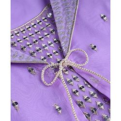 Babyhug Organza Woven Embroidered Top and Palazo with Three Fourth Sleeves Jacket - Lavender