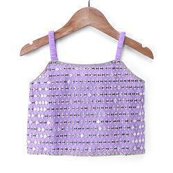 Babyhug Organza Woven Embroidered Top and Palazo with Three Fourth Sleeves Jacket - Lavender