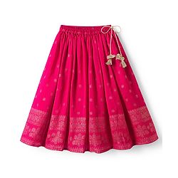Babyhug Georgette Woven Sleeveless Floral Sequinned & Foil Printed Lehenga Choli Set With Dupatta - Fuchsia