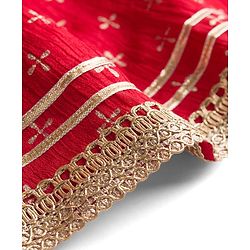 Babyhug Georgette Woven Smocked Choli Lehenga Set with Three Fourth Sleeves Embroidered Jacket - Red
