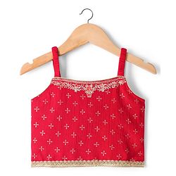 Babyhug Georgette Woven Smocked Choli Lehenga Set with Three Fourth Sleeves Embroidered Jacket - Red