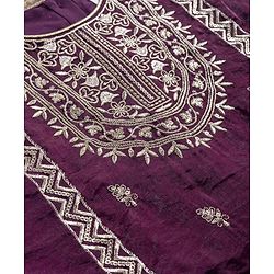 Babyhug Woven Sleeveless Floral & Elephant Embroidered Long Choli Lahenga Set with Dupatta - Wine