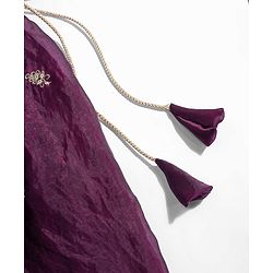 Babyhug Woven Sleeveless Floral & Elephant Embroidered Long Choli Lahenga Set with Dupatta - Wine