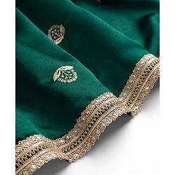 Babyhug 100% Cotton Woven Three Fourth Sleeves Chinnon Floral Embroidered & Sequin Detailing Lehenga Choli With Jacket Set - Green