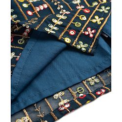 Babyhug Georgette Woven Floral Embroidery Full Sleeves Kurta Dhoti Set - Navy & Red