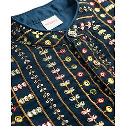 Babyhug Georgette Woven Floral Embroidery Full Sleeves Kurta Dhoti Set - Navy & Red