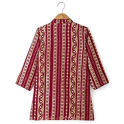 Babyhug Georgette Woven Full Sleeves Embroidered & Sequinned Kurta Pajama Set - Dark Red