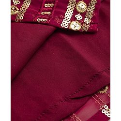 Babyhug Georgette Woven Full Sleeves Embroidered & Sequinned Kurta Pajama Set - Dark Red