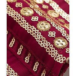 Babyhug Georgette Woven Full Sleeves Embroidered & Sequinned Kurta Pajama Set - Dark Red